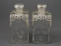 470 PAIR OF VICTORIAN STERLING SILVER MOUNTED GLASS DE