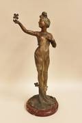 Art Nouveau Bronzed Statue of a Woman