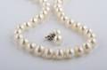 A Single Strand Cultured Pearl Necklace and a Pair of Cultured Pearl Earrings