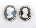 Two Victorian Yellow Gold Pearl and Hardstone Cameo Brooches