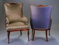 214 PAIR OF ART DECO CARVED MAHOGANY ARMCHAIRS
