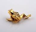 A 14 Karat Yellow Gold Diamond and Ruby Frog Pin