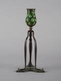 A Tiffany Studios Favrile Glass and Bronze Candlestick