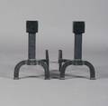 A Pair of Bradley and Hubbard Iron Arts and Crafts Style Andirons