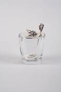 A Danish Sterling Silver Mounted Jam Pot with Spoon E Dragsted