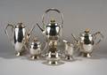 An American Sterling Silver Six Piece Tea and Coffee Service International Northern Lights Pattern