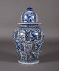A Delft Blue and White Baluster Jar and Cover