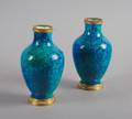 Two Belgian Blue Glazed Vases Boch