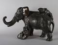 A Japanese Bronze Figure of an Elephant and Tigers