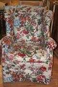 A Floral Upholstered Wingback Armchair