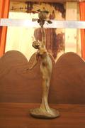 An Art Nouveau Style Cast Metal Figural Candlestick