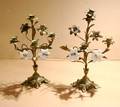 A Pair of Brass Four Light Floriform Candelabra