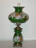A Victorian Style Glass and Gilt Metal Lamp