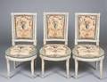 290 SET OF THREE LOUIS XVI PAINTED BEECHWOOD SIDE CHAI
