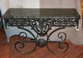 A Cast Metal and Marble Veneer Console Table
