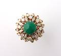A Yellow Gold Diamond and Emerald Ring
