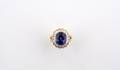 An 18 Karat Yellow Gold Platinum Tanzanite and Diamond Ring Tiffany  Co