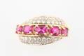 A 14 Karat Yellow Gold Pink Sapphire and Diamond Ring
