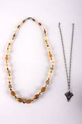 A Glass Beaded Necklace and a Sterling Silver Necklace John O Bellis