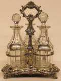 Fine Silverplated Tantalus Set  Three 3 cut crystal
