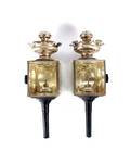 A Pair of Painted and Silvered Metal Carriage Lights
