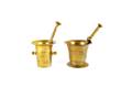 Two Brass Mortar and Pestles