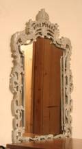 A Blue Painted Pierced Rococo Style Carved Mirror
