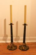 Two Sponge Painted Tole Candlestick Lamps