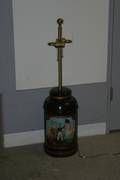 A Painted Tole Cannister Lamp