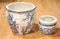 Two Blue and White Planters
