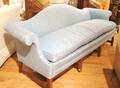 A Damask Upholstered Camelback Sofa Swain of Highpoint North Carolina