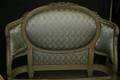 A Louis XV Style Painted and Upholstered Headboard