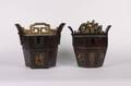 Two Chinese Parcel Gilt Wood Rice Containers
