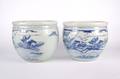 A Pair of Chinese Blue and White Porcelain Jardinieres