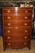 A Hepplewhite Style Bowfront Chest on Chest Johnson Furniture Co