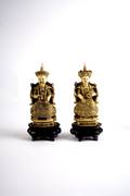 A Pair of Chinese Carved Ivory Figures of an Emperor and Empress