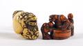 Two Japanese Ivory Netsuke of a Shishi