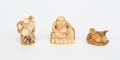 A Group of Three Japanese Ivory Netsuke of Hotei