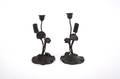 A Pair of Japanese Bronze Candlesticks