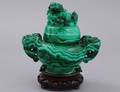 441 CARVED MALACHITE CENSER AND COVER