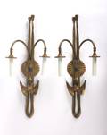A Pair of Federal Style Gilt Metal Two Light Sconces