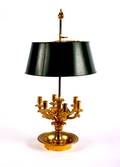 A Louis XV Style Six Light Gilt Metal Bouillotte Candelabra