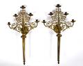 A Pair of Louis XV Style Five Light Gilt Metal Wall Sconces