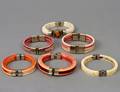 166 GROUP OF SIX SILVER MOUNTED IVORY BANGLE BRACELETS