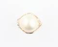 A Yellow Gold Diamond and South Seas Cultured Pearl Ring