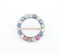 A Silver and Yellow Gold and Gemstone Circle Pin