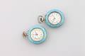 Two Ladys Blue Enamel Guilded Silver Pocketwatches