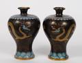 181 PAIR OF CLOISONNE ENAMEL VASES