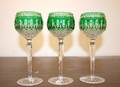 A Set of Eight Bohemian Green Cut to Clear Goblets