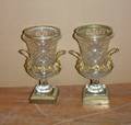 A Pair of Gilt Metal Mounted Cut Glass Urns